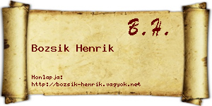 Bozsik Henrik névjegykártya